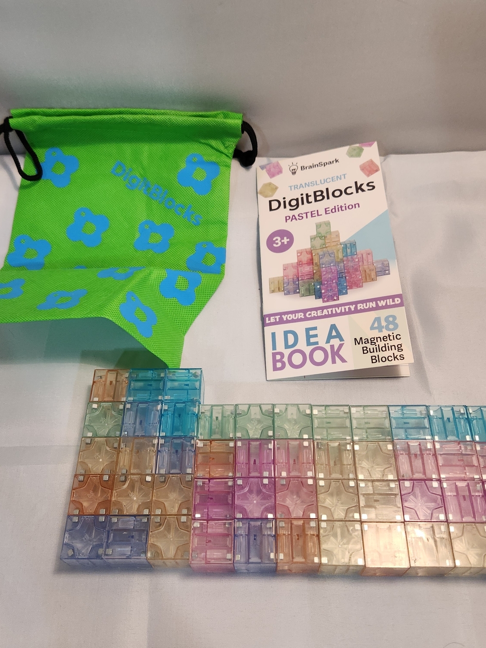 DigiBlocks Translucent Pastel Magnetic Building Blocks - Multicolor